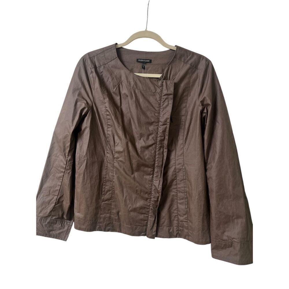 Eileen Fisher zip front jacket brown sz Medium